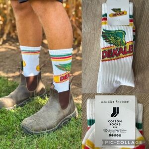 Dekalb Canola Logo White Tube Socks Green Red Yellow Wing Logo NWT O/S Farmer